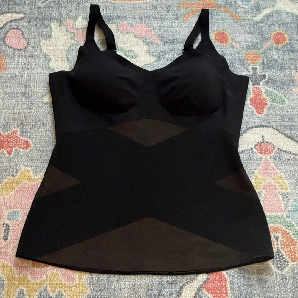 Honeylove LiftWear Cami in black, built-in, wireless bra, compression, L - Picture 3 of 12